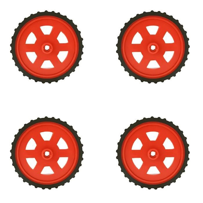 Red BO Wheel + 100 RPM Single Shaft BO Motor - Set of 4 | Robotics Science Project-Robocraze