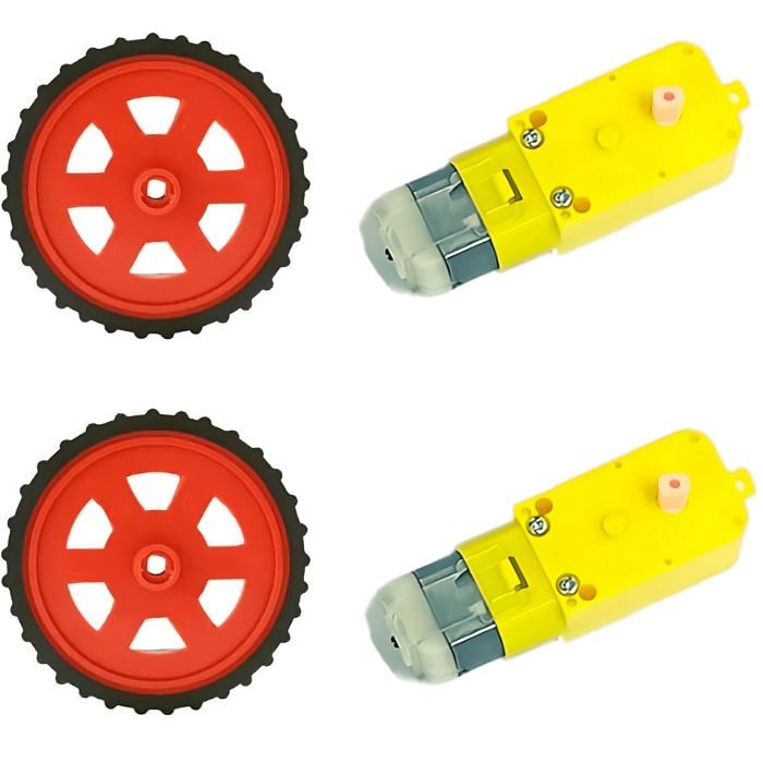 Red BO Motor Wheel +100 RPM Single Shaft BO Motor - Set of 2-Robocraze