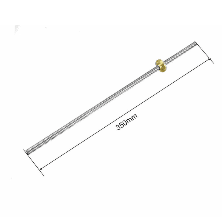350mm lead screw 8mm thread with copper nut for precision Z-axis -Lead Screw -Robocraze