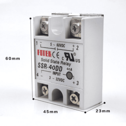 Fotek SSR-40DD Input 3-32VDC Output 5-60VDC Solid State Relay-Robocraze