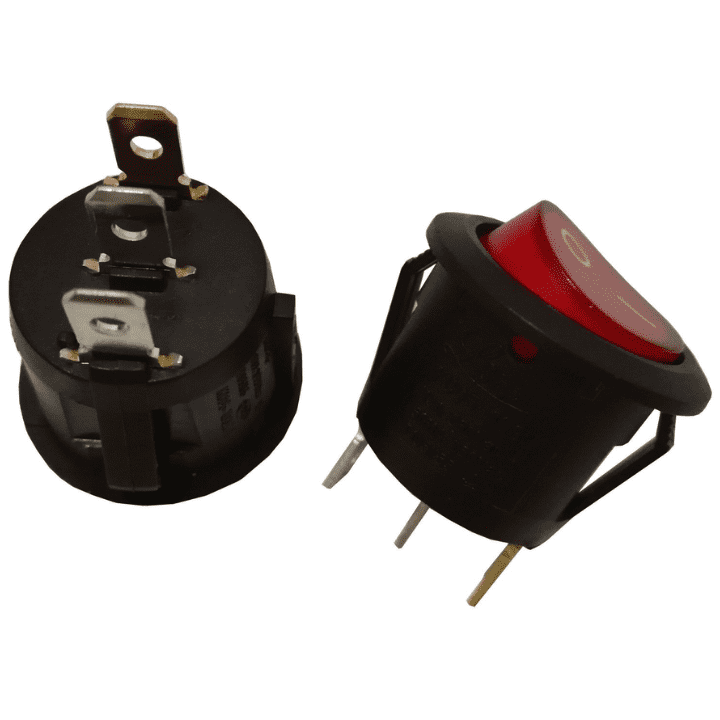 Round Rocker Switch 6A 250V 3 PIN Red LED – Illuminated rocker switch - Mini Switch - Robocraze