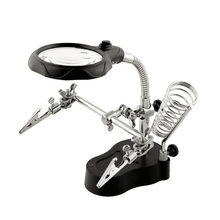 Helping hand Magnifier Led Glass with Soldering Stand-Robocraze