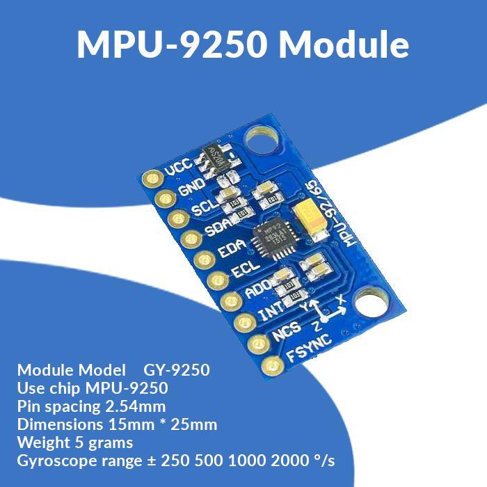 GY-9250 MPU-9250 9-Axis Sensor Module - 16-bit Accelerometer, Gyroscope, Magnetometer (I2C/SPI)