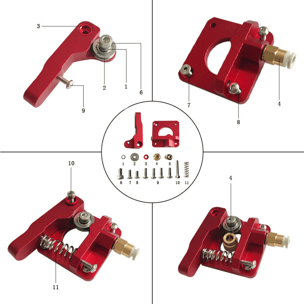 Upgraded left side red MK8 all-metal Bowden extruder for 1.75mm -Bowden Extruder -Robocraze
