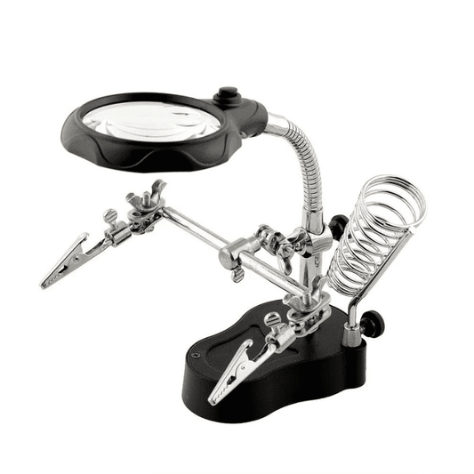 Helping Hand Magnifier LED Glass – Multi-functional tool for soldering – magnifier tool - Hand Tool - Robocraze