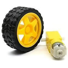 300 RPM Dual Shaft BO Gear Motor + Wheel (2 pcs), perfect for DIY car kits & automation – Robot Motors - Robocraze