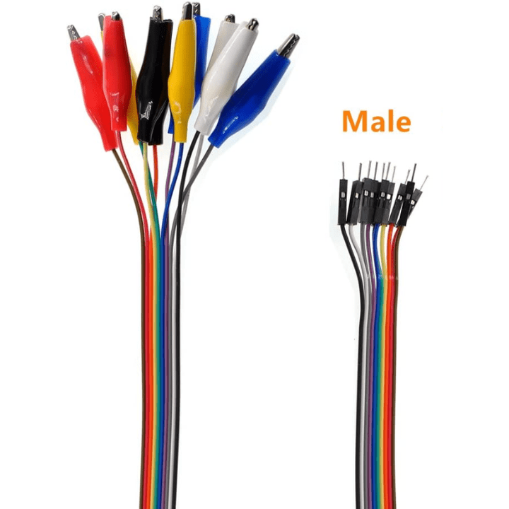 10-Pin Alligator Clip to Male Jumper Wire (20cm) – Ideal for test leads & prototyping. Electronic Components - Robocraze