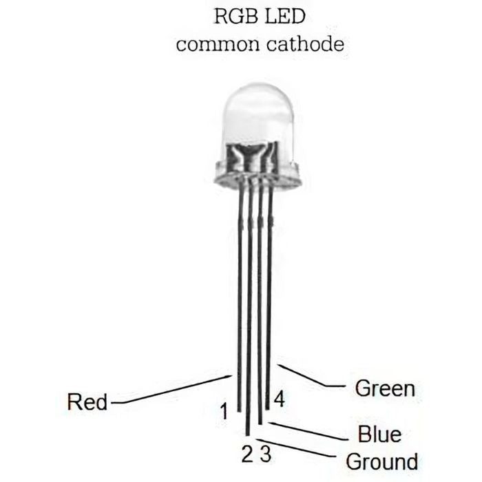 RGB LED (Common Cathode - Clear) (Pack of 10) – Bright LED for DIY projects - Electronic Components - Robocraze