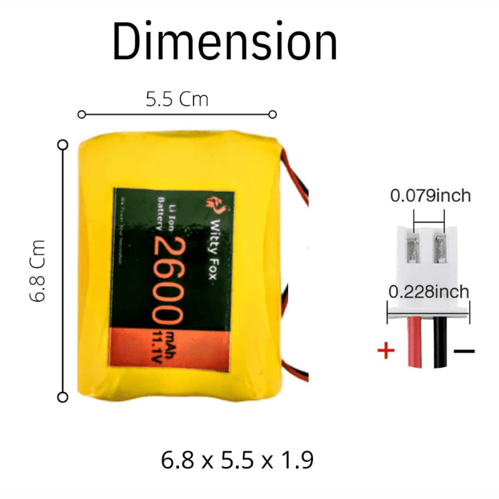 Witty Fox 11.1V 2600mAh Li-ion Battery – Compact battery for remote controls. -Lithium Battery -Robocraze