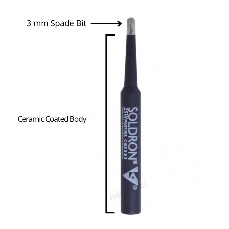 Soldron Black Ceramic Coated Delux Spade Bit for Soldron 25W Soldering Iron - CB25S3-Robocraze