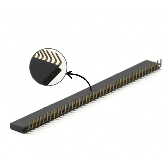1x40 2.54mm Female Berg Strip – Right-angle female header for PCBs. -Electronic Components -Robocraze