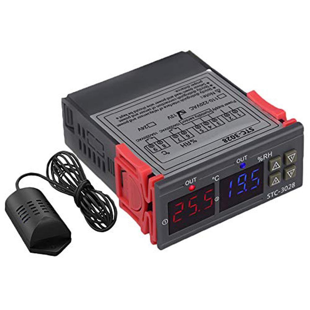 12V STC-3028 Dual Digital Thermostat Temperature Humidity Control-Robocraze