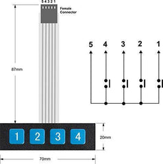 1x4 Membrane Keypad – Compact membrane keypad for embedded systems - Mini Switch - Electronic Components - Robocraze