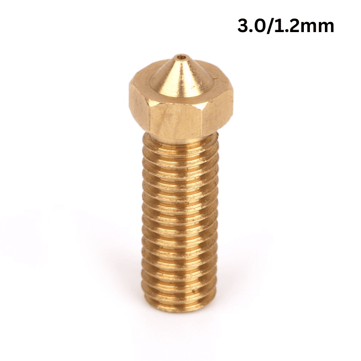 V6 Volcano Brass Length Extruder Nozzle 3.0mm x 1.2mm-Robocraze