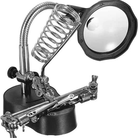 Helping Hand Magnifier LED Glass – Multi-functional tool for soldering – magnifier tool - Hand Tool - Robocraze