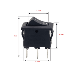 6A 250V 3 Pin SPDT ON-OFF Rocker Switch – Durable SPDT rocker switch for AC circuits - Mini Switch - Robocraze