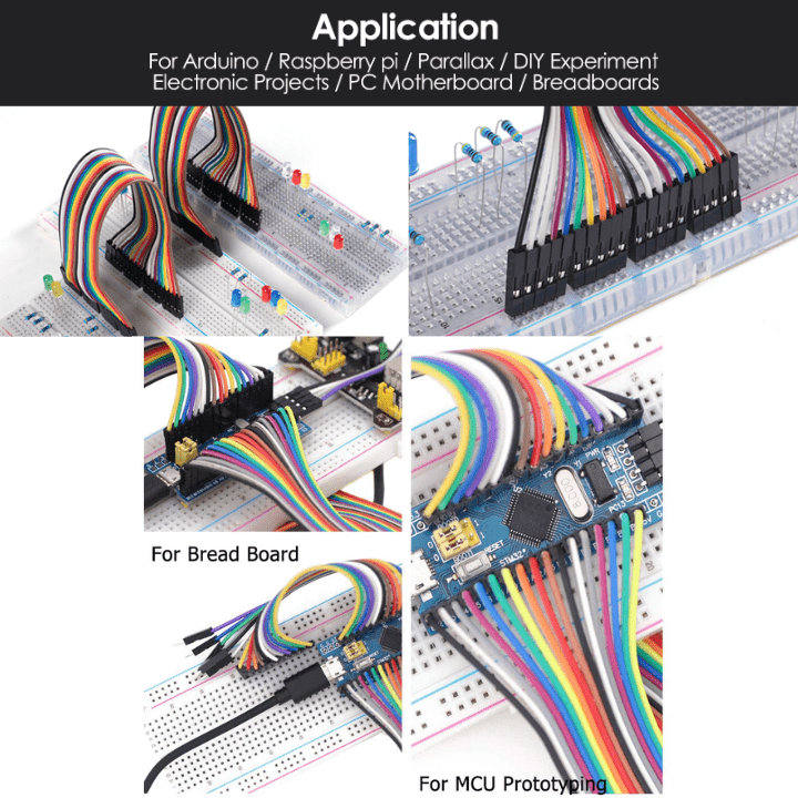 Jumper Wire Set - M2M, M2F, F2F (40 pcs each) – Ideal for Arduino & prototyping. Electronic Components - Robocraze