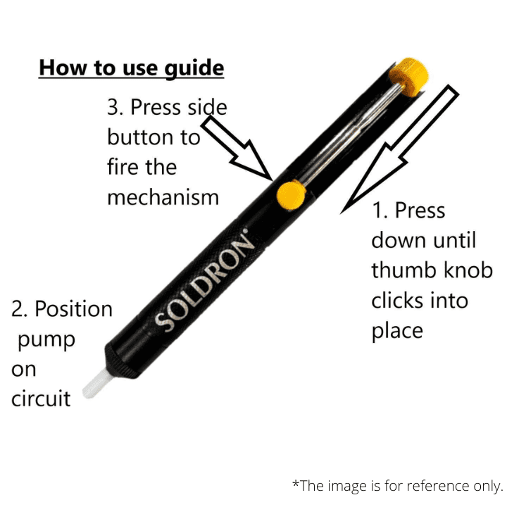 Soldron Black Aluminium Desoldering Pump – Sturdy pump for solder removal – soldering machine - Soldering Kit -Robocraze