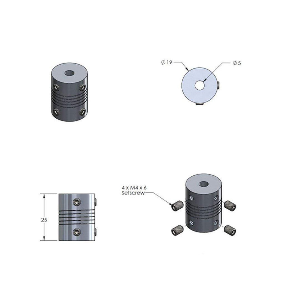 5mm to 5mm Flexible Couplings-Robocraze