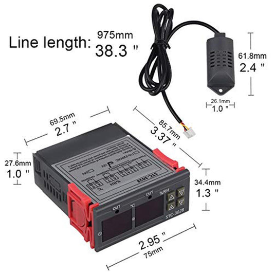 12V STC-3028 Dual Thermostat – Digital temp & humidity controller for automation. -Robocraze