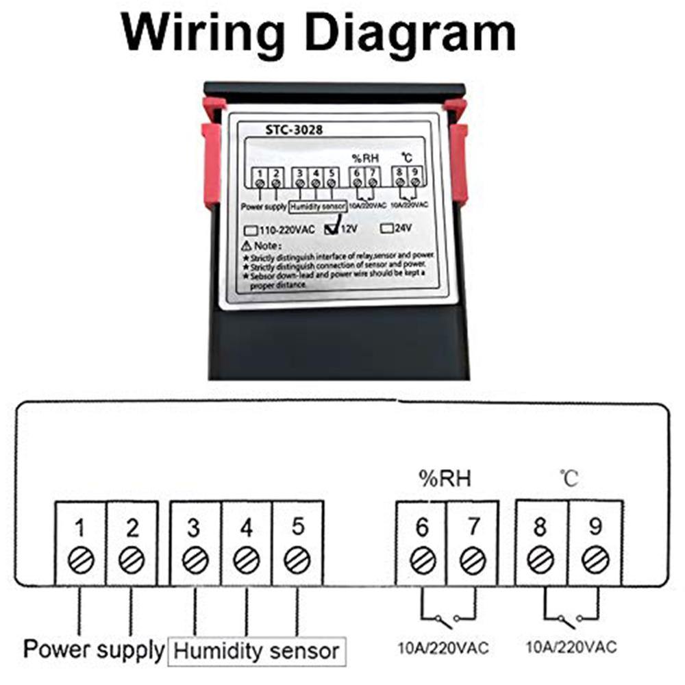 12V STC-3028 Dual Thermostat – Digital temp & humidity controller for automation. -Robocraze