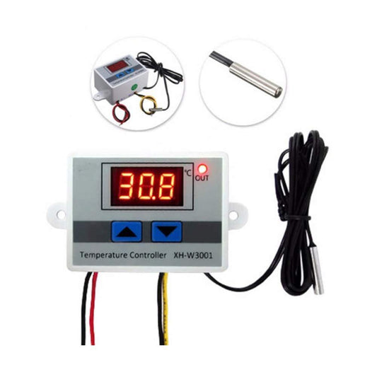 XH-W3001 12V 120W Temp Controller – Digital thermostat switch with probe for temp control. -Robocraze