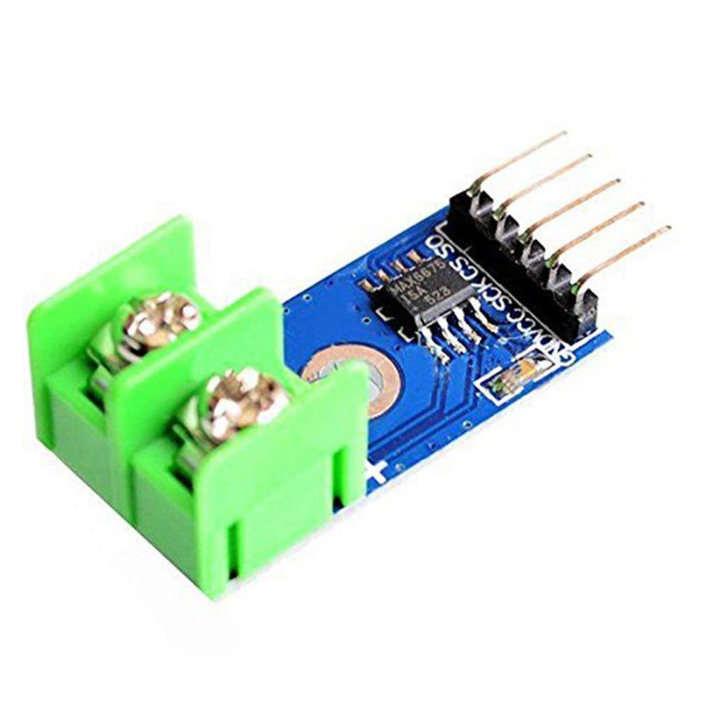 MAX6675 + K-Type Thermocouple – Precise temp sensing module with M6 screw & jumper wires. -Robocraze