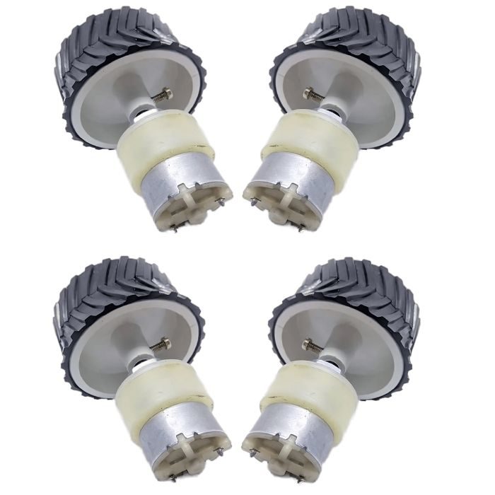 200 RPM DC Gear Motor + 7X4cm Wheel + 6-7 Inch Black Metal Chassis, ideal for smart robots – Electric Motors - Robocraze