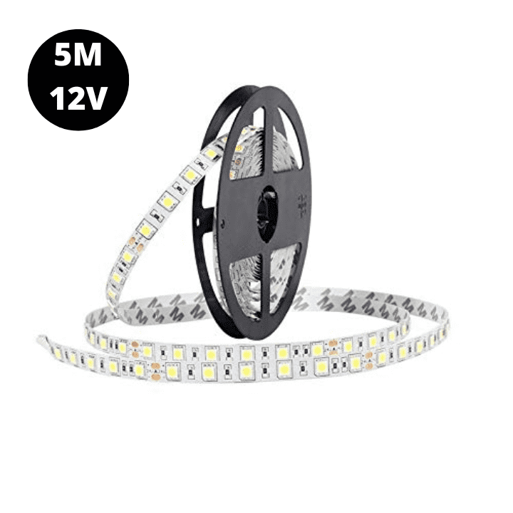 12V Warm White 5050 SMD LED Strip 5M Non-Waterproof – High-quality LED strip - Electronic Components - Robocraze