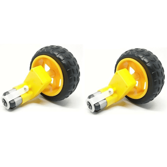 Single Shaft L-Shaped 60 RPM BO Gear Motor with 65X25mm Wheel (2 Sets), for smart robots – Robot Motors - Robocraze