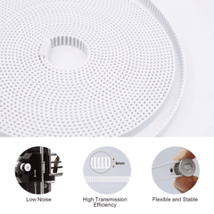 6mm GT2 open synchronous belt with steel core for 3D printer motion -Timing Belt -Robocraze