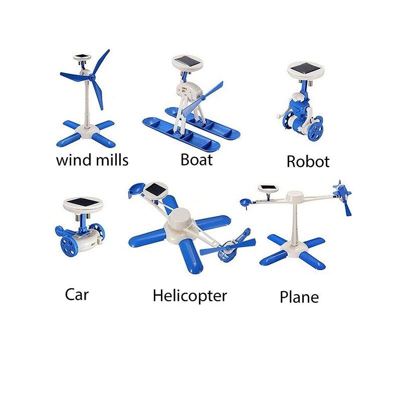 6 in 1 Rechargeable Solar Robot Kit – Versatile DIY Kits, eco-friendly STEM Kits & fun Robot Kits. -Robocraze