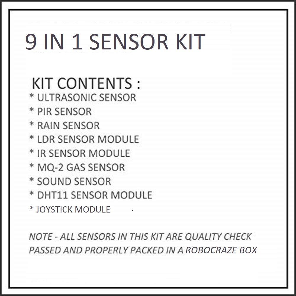 9 in 1 Sensor Kit for Arduino – Versatile Arduino sensor kit with 9 modules for electronics -DIY Sensor Kit -Robocraze