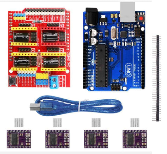 Arduino UNO R3 CNC Kit – Arduino Kits with CNC Shield & 4 DRV8825 drivers for precision control. -Robocraze