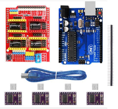 Arduino UNO R3 CNC Kit – Arduino Kits with CNC Shield & 4 DRV8825 drivers for precision control. -Robocraze