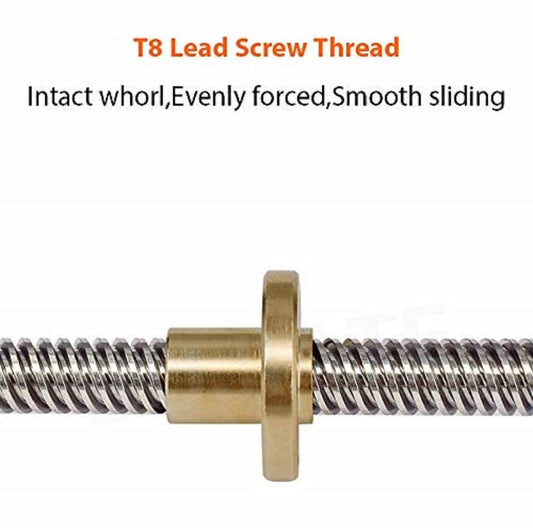 Trapezoidal Screw 300mm with Copper Nut – High-precision 3D Printing Parts.-Robocraze