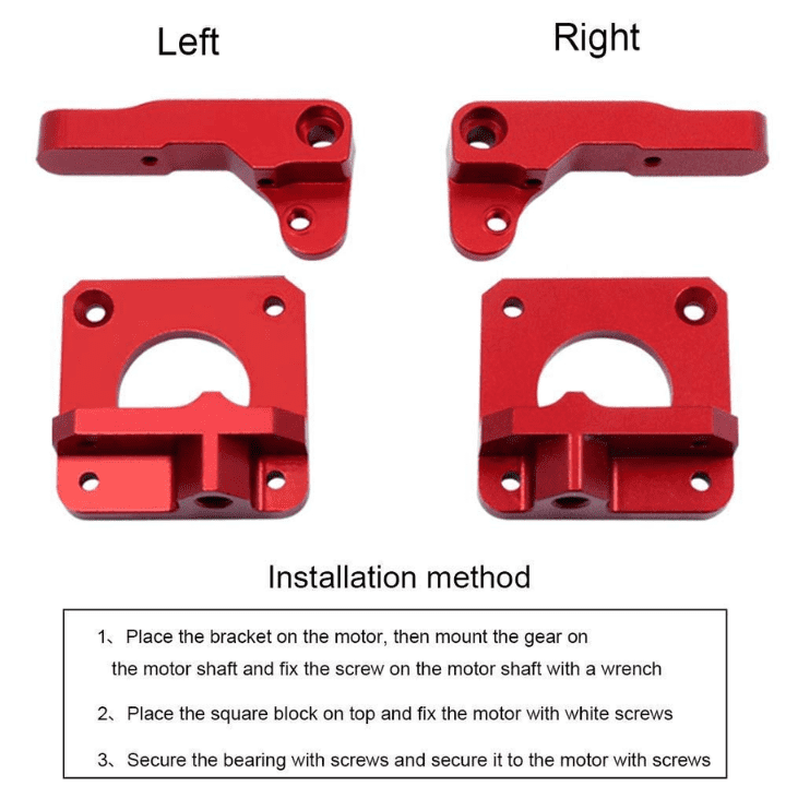 Extruder Kit Right Side Upgraded Red MK8 All Metal Bowden for 1.75mm Filament-Robocraze