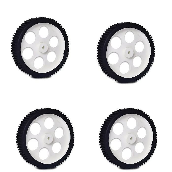 10x2cm Gear Motor Robot Wheel (4pcs) – High-traction DC motor wheels. -Robot Wheels and Chassis -Robocraze