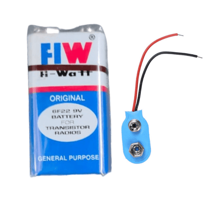 FIW 6F22 9V Battery with Connector-Robocraze