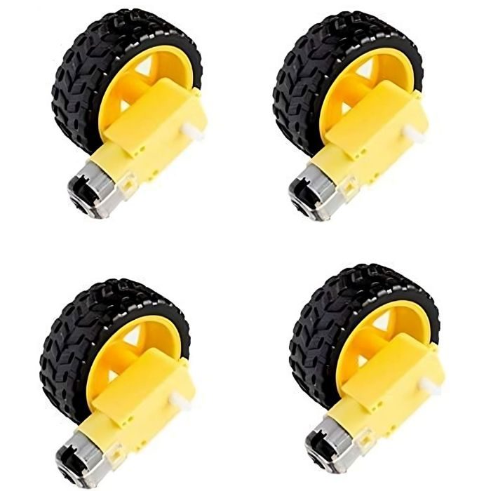 Dual Shaft BO Gear Motor with Wheel (4pcs), great for smart car & automation kits – Robot Motors - Robocraze
