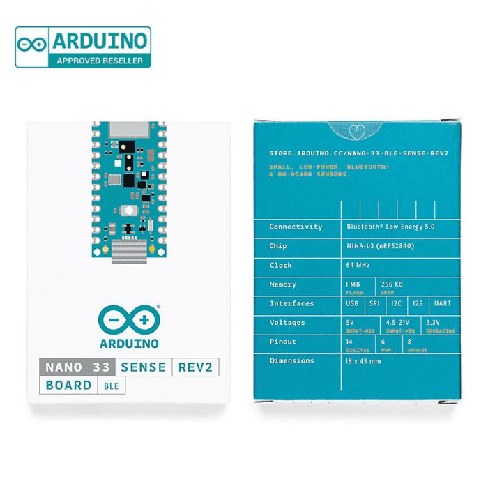 Arduino Nano BLE Sense Rev2 (With Headers) – AI-powered board with Bluetooth -Original Arduino Board -Robocraze