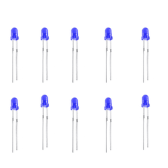 3mm DIP Diffused Blue LED (Pack of 10) – Long-lasting LED with diffused output - Electronic Components - Robocraze