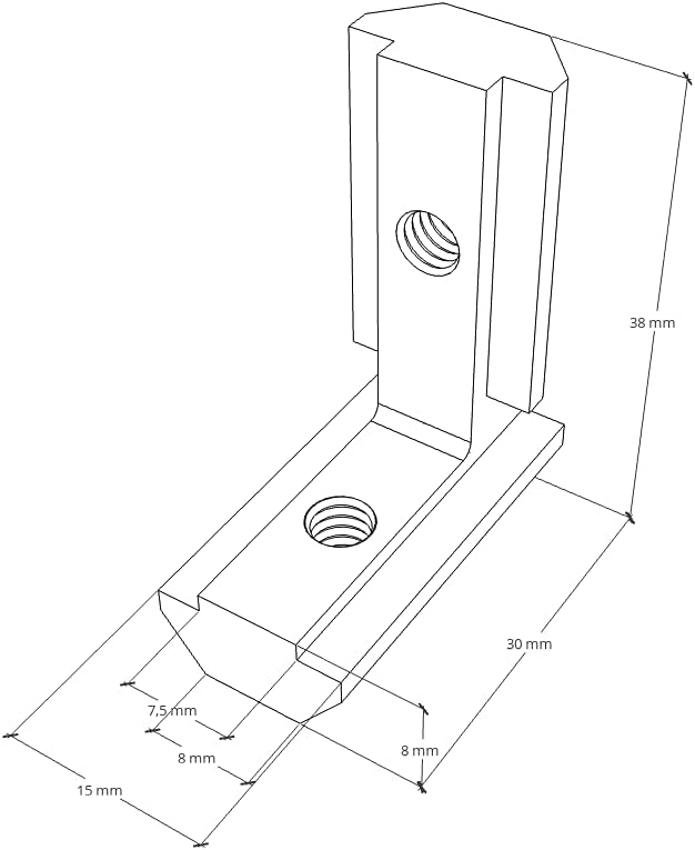 T Slot 90° interior joint bracket for 3030 aluminium profile with M6x8 screw -Robocraze