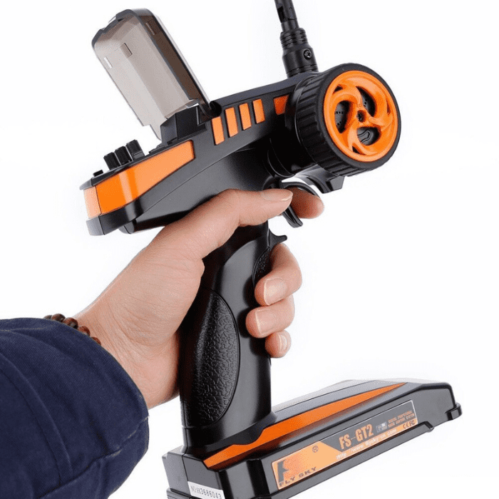 FlySky FS-GT2 Transmitter + FS-GR3E Receiver – FPV drone remote for quadcopters. -Robocraze