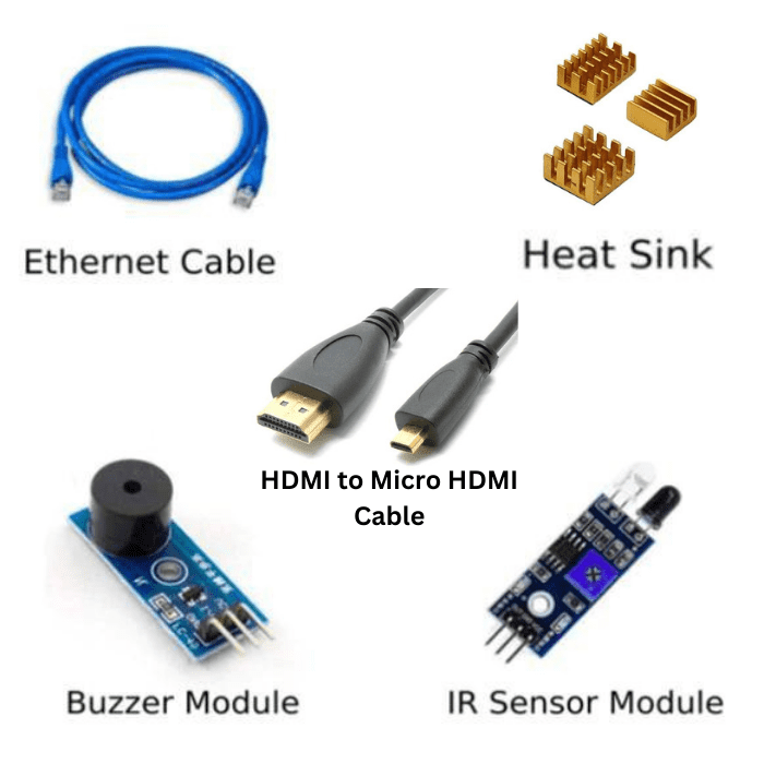 Raspberry Pi4 8GB Model B Ultimate Kit- Case, Power Adapter, Heatsink, HDMI Cable, Ethernet Cable, 32 GB SD Card, Sensors and Manual