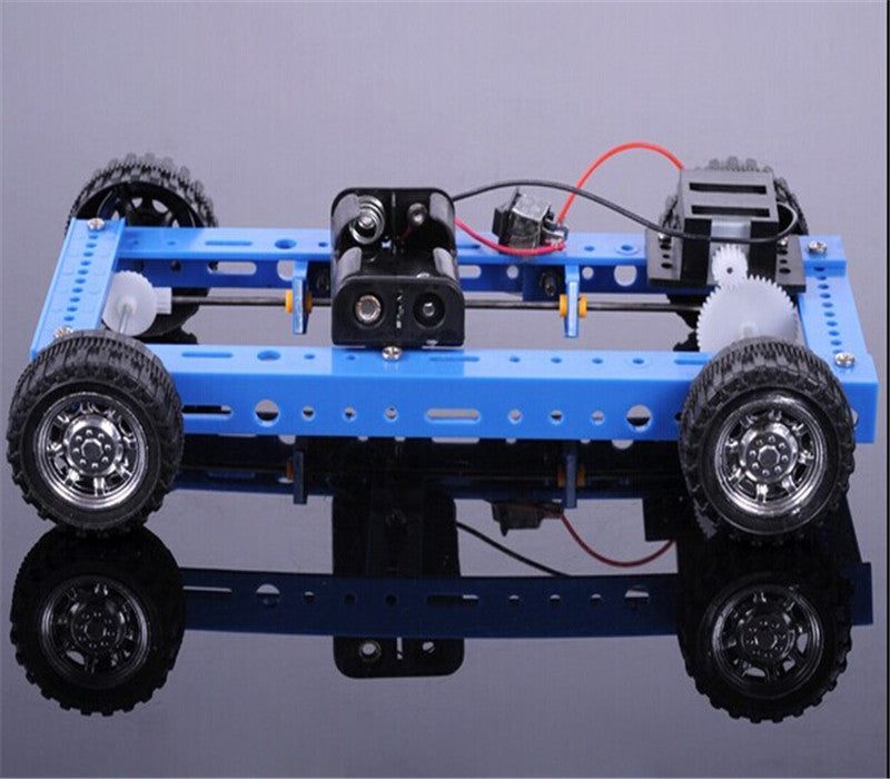 DIY Blue Electric 4-Wheel Drive Car Model – Exciting DIY Kits, STEM Kits, Robot Kits -Robocraze