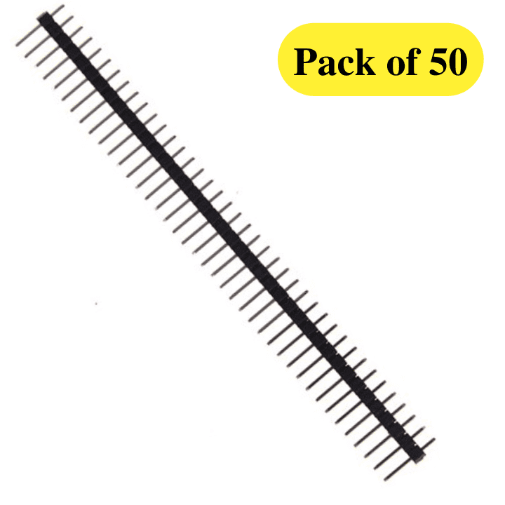 40x1 Pin 2.54mm Single Row Straight Male Pin Header Strip (Pack of 50)-Robocraze