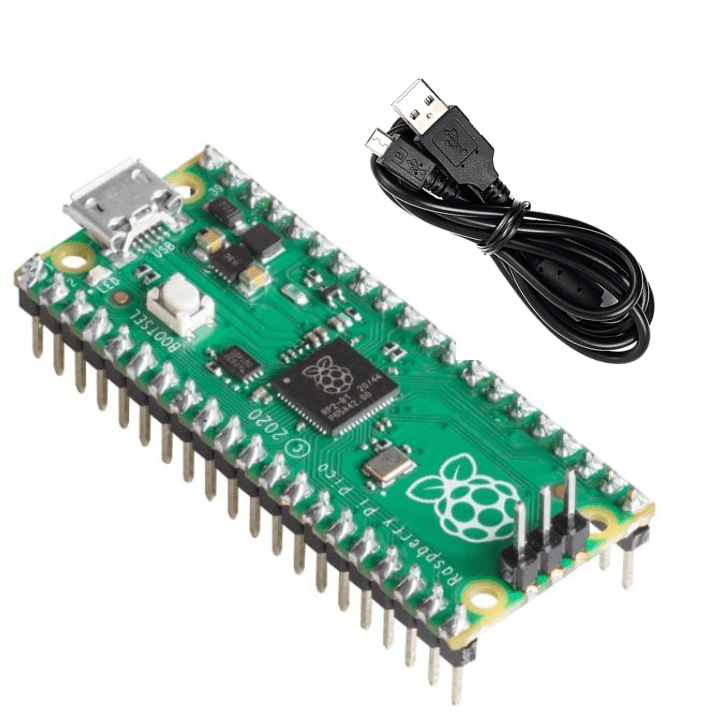 Raspberry Pi Pico with Headers & Micro USB Cable – Easy-to-use Raspberry Pi Board with essential accessories. -Robocraze