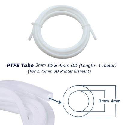 PTFE 3x4mm White Teflon Tube for 3mm 3D Printer Filament - 1 Meter