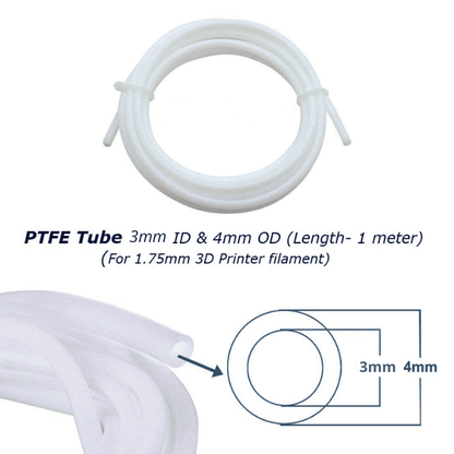 PTFE 3x4mm White Teflon Tube for 3mm 3D Printer Filament - 1 Meter (3mm ID X 4mm OD)-Robocraze